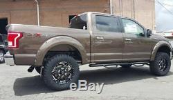 09-14 Fit Ford F-150 Super Crew Hoop Texture Blk Running Boards Nerf Bars Steps