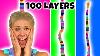 100 Layers Challenge Makeup Lipstick Nails And Hair Bands With Super Pops Totally Tv