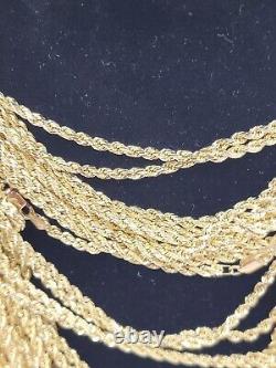 10KT Rope Chain Yellow Gold 2.5MM Super Diamond Cut, Lobster Lock, Brand New