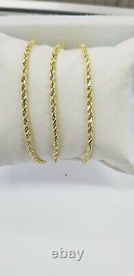 10KT Rope Chain Yellow Gold 2.5MM Super Diamond Cut, Lobster Lock, Brand New
