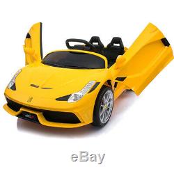 12V Kids Ride on Super Sports Car Toy Electric Battery Remote Control MP3 Yellow