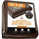 20' X 30' Super Heavy Duty 16 Mil Brown Poly Tarp Cover Thick Waterproof