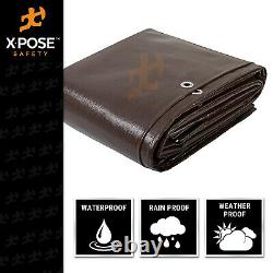 20' x 30' Super Heavy Duty 16 Mil Brown Poly Tarp Cover Thick Waterproof