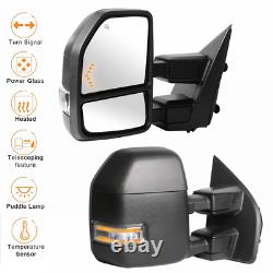 2 Power Heated LED Signal Towing Mirrors with Temp Sensor For 17-20 Ford F250 F350