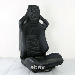 2 X Tanaka Premium Black Carbon Pvc Leather Racing Seats Reclinable Fits Vw