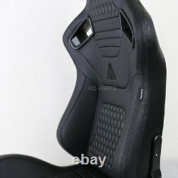 2 X Tanaka Premium Black Carbon Pvc Leather Racing Seats Reclinable Fits Vw