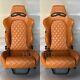 2 X Tanaka Tan Pvc Leather Racing Seats Reclinable + Diamond Stitch Fits Vw