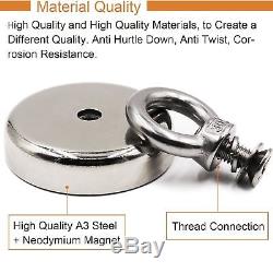 350 lbs 2.36 INCH FISHING MAGNET Super Strong Neodymium Round Thick Eye bolt
