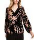 $378 Nanette Lepore Black Floral Lace-trim Bishop-sleeve V-neck Top Size 2 Nwot