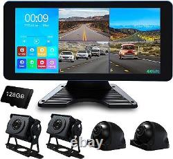 4K Backup Camera Dash Cam with 10.36 Screen & 4 AHD Camera withDVR + 128GB TF Card
