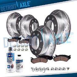 4WD Front & Rear Drilled Rotors + Brake Pads for 2008 2012 Ford F-250 SD