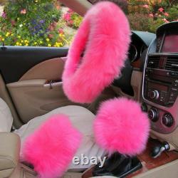 5Pcs Furry Genuine Australian Sheepskin Fur Car Seat Covers Interior Accessories
