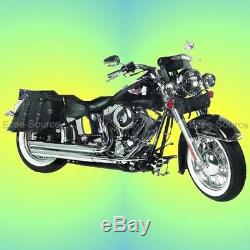 6pc Genuine Leather Motorcycle Saddlebags Barrel Sissy Windshield For Harley