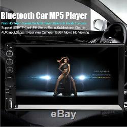 7 2 DIN Car MP5 Player Bluetooth Touch Screen Stereo Radio HD Audio+Rear Camera