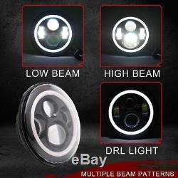7 Halo LED Headlight + 4'' Fog Lights For Jeep Wrangler White Super Bright