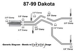 87 99 Dodge Dakota 3.9 5.2 Mandrel Bent Dual Exhaust with Flowmaster Super 44