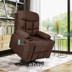 Auto Electric Power Lift Massage Recliner Chair Heat Vibration USB Control Wheel