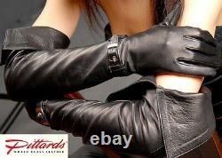 BRAND NEW! Black Super Long Leather Opera Gloves! BRAND NEW