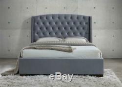 Balmoral Wing Back Super King Size Bed Frame 6FT 180cm Grey Velvet Fabric