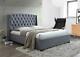 Birlea Balmoral Wing Back Super King Size Bed Frame 6ft 180cm Grey Velvet Fabric
