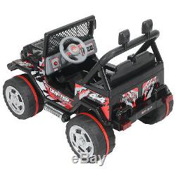 Black 12V Ride On Car Electric Battery Kids Toy Jeep Remote Control 3Speed Music