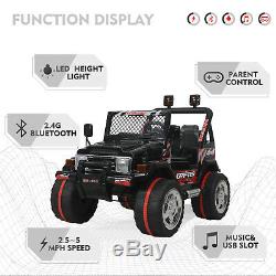 Black 12V Ride On Car Electric Battery Kids Toy Jeep Remote Control 3Speed Music