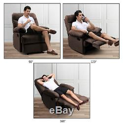 Brown Massage Heated Recliner Chair Lounge Sofa Microfiber Ergonomic withControl