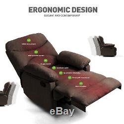 Brown Massage Heated Recliner Chair Lounge Sofa Microfiber Ergonomic withControl