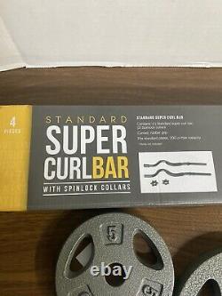 CAP Super Curl Bar Set With Lock Collars And 30 lbs Of Standard Weight Plates