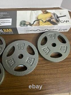CAP Super Curl Bar Set With Lock Collars And 30 lbs Of Standard Weight Plates