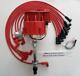 Chevy 350 Super Hei Distributor & Red 8mm Spark Plug Wires Over Valve Covers Usa