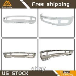 Chrome Front Bumper For 2017-2019 Ford F250 F350 Super Duty with Fog Face Bar