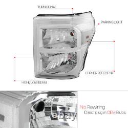 Chrome Housing Headlight Clear Corner Signal for 11-16 Ford 250/F350 Super Duty