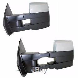 Chrome Towing Power Heated Pair Tow Mirrors Signal puddle For 07-14 Ford F150