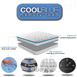 Cool Blue Memory Foam Mattress Sprung FREE NEXT DAY DELIVERY All Over The Uk