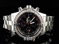 Custom Mens Breitling A13370 Super Avenger XL 48MM S. Steel with Diamonds 4.5 Ct