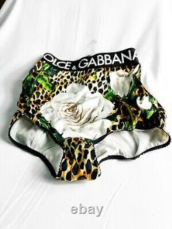 Dolce & Gabbana high womens control top with zipper leopard print underwear. Siz