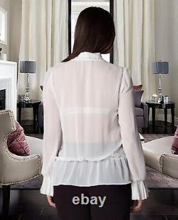 Dressy Elegant White Chiffon Blouse With Tie Formal Business Work