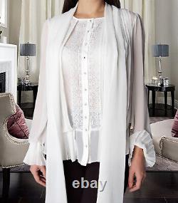 Dressy Elegant White Chiffon Blouse With Tie Formal Business Work
