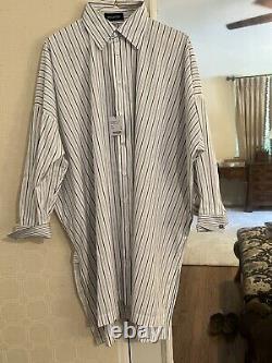 Eskandar Wide Longer Back Pinstripe Shirt. Size 0. NWT. Retail $895. Cotton