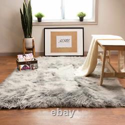 Faux Fur Fluffy Shag Rug Long Pile Non-Skid Furry Carpet in Many Colors + Sizes