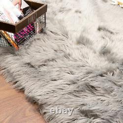 Faux Fur Fluffy Shag Rug Long Pile Non-Skid Furry Carpet in Many Colors + Sizes