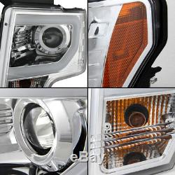 Fits 2009-2014 Ford F150 F-150 Super Bright DRL LED Tube Projector Headlights