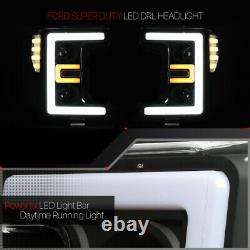 Fits 2017-2019 Super DutyDUAL LED E-BARBlack/Clear Corner Projector Headlight