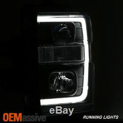 Fits Black 2008-2010 Ford F250/350/450 Super Duty Light Bar Projector Headlights
