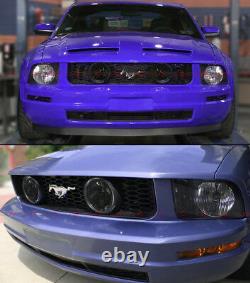For 05-09 Ford Mustang 4.0L V6 Front Mesh Grill Dual Smoke Lens Halo Fog Lights