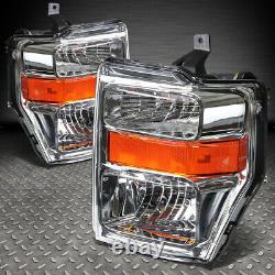 For 08-10 Ford F250 F350 Super Duty Chrome Housing Amber Corner Headlight Lamps