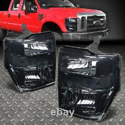 For 08-10 Ford F250 F350 Super Duty Smoked Housing Clear Corner Headlight Lamps