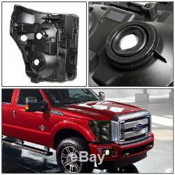 For 11-16 Ford F250 F350 Super Duty Smoked Housing Clear Corner Headlight Lamps