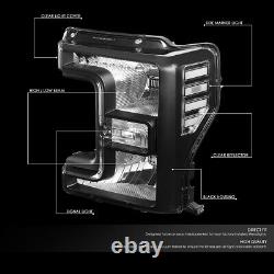 For 17-20 Ford F250 F350 Super Duty Black Housing Clear Corner Headlight Lamps
